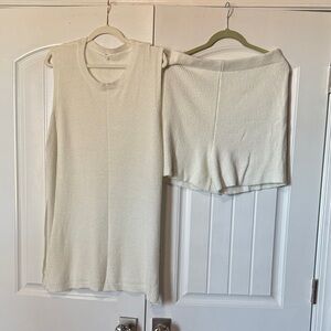 Amazon Cream Sleeveless Top and Shorts Set